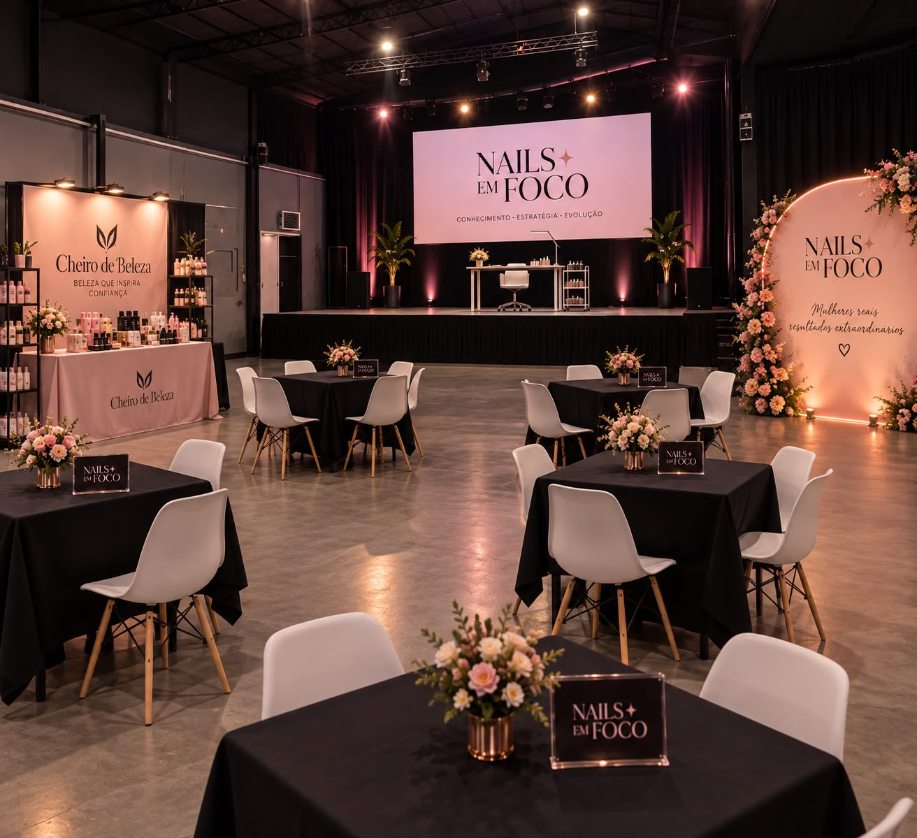 Ambiente preparado para o evento Nails em Foco